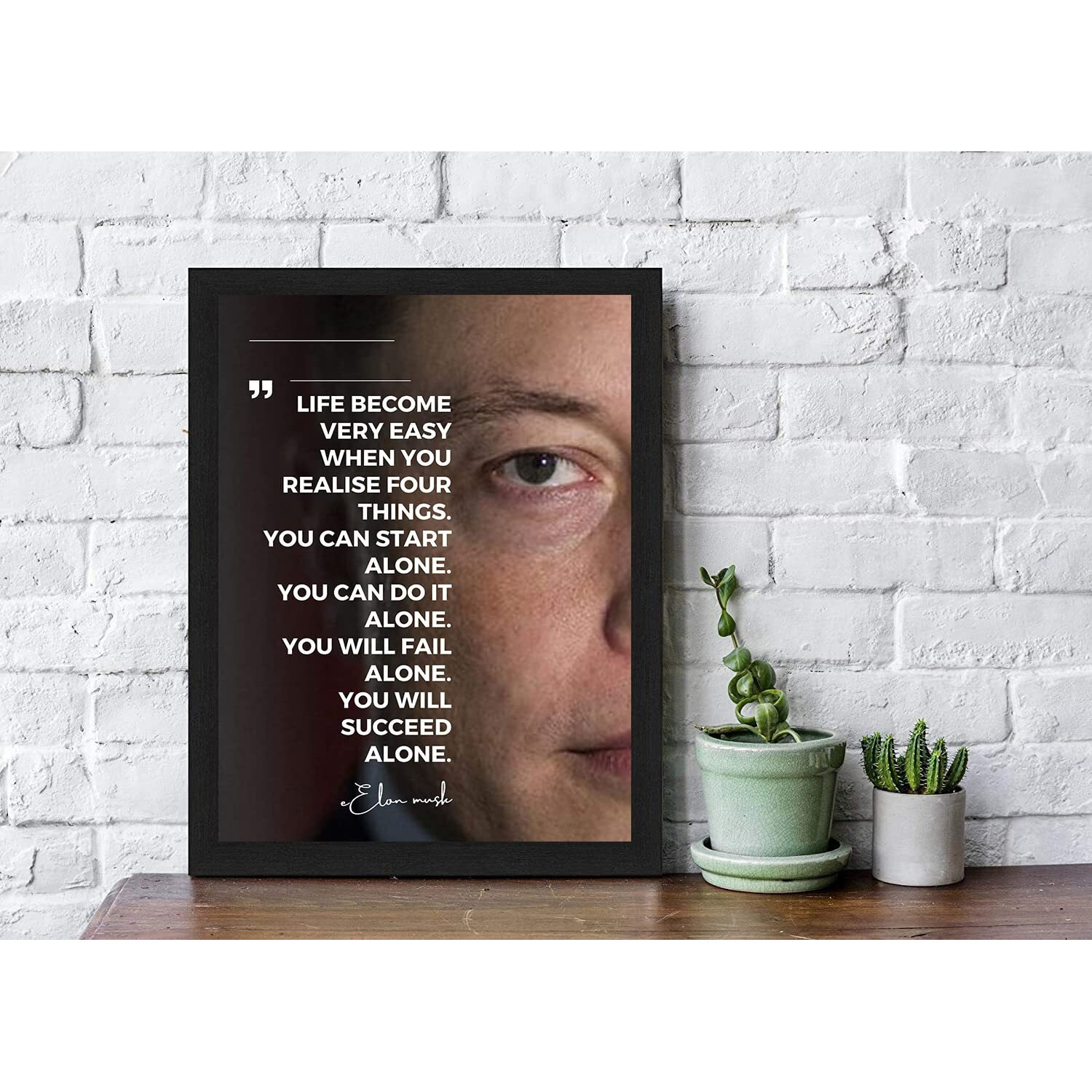 Interio Crafts Elon Musk Motivational Quote Framed Poster (Frame,13X10 Inch, Black)