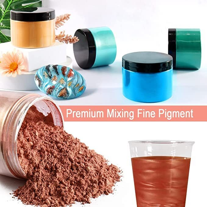 Jhintemetic Mica Powder 50G Bronze Pearlescent Effect Colorant Pigment Powder For Epoxy Resin, Tumblers, Slime Bath Bomb, Soap Dye, Slime, Candle, Resin Crafting, Paint, Jewelry, Nail Polish