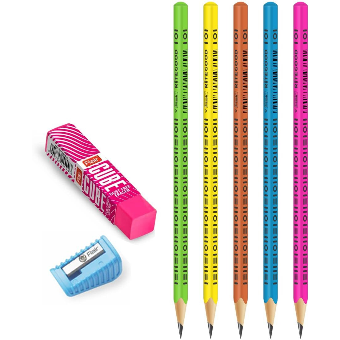 Flair Creative Series Ritegood Extra Dark Pencil Kit | Grade 2B | Included Sharpner & Jumbo Dust Free Eraser | For Student & Artists | 40 Pcs Pencils Of Jar Pack