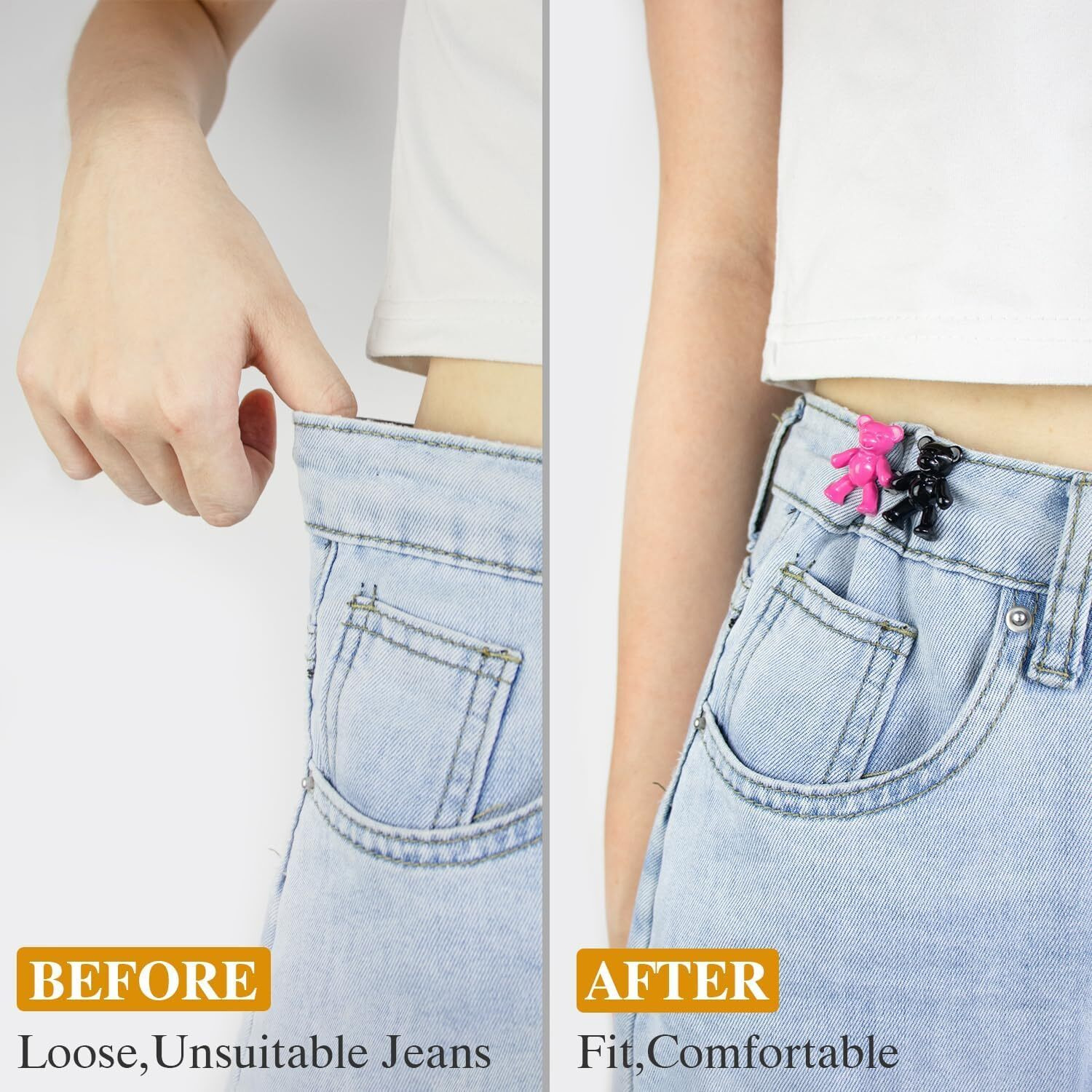 Klvs Jeans Button, Adjustable Jean Button Pin, Detachable Decorative Waist Buckles, No Sewing Required, Perfect Fit Tighten Waist Adjustment Instant Button For Pants Trouser (Teddy Blue)