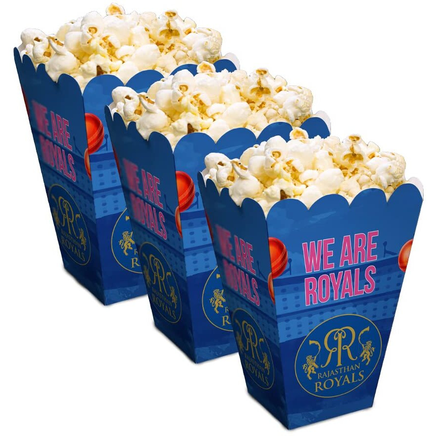 Festiko Team Rr Popcorn Boxes (Set Of 50 Pcs), Ipl Theme Popcorn Boxes, Cricket Party Props, Ipl Cricket Party Supplies