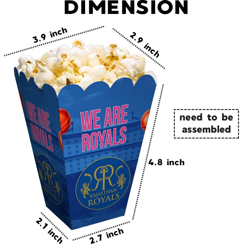 Festiko Team Rr Popcorn Boxes (Set Of 50 Pcs), Ipl Theme Popcorn Boxes, Cricket Party Props, Ipl Cricket Party Supplies