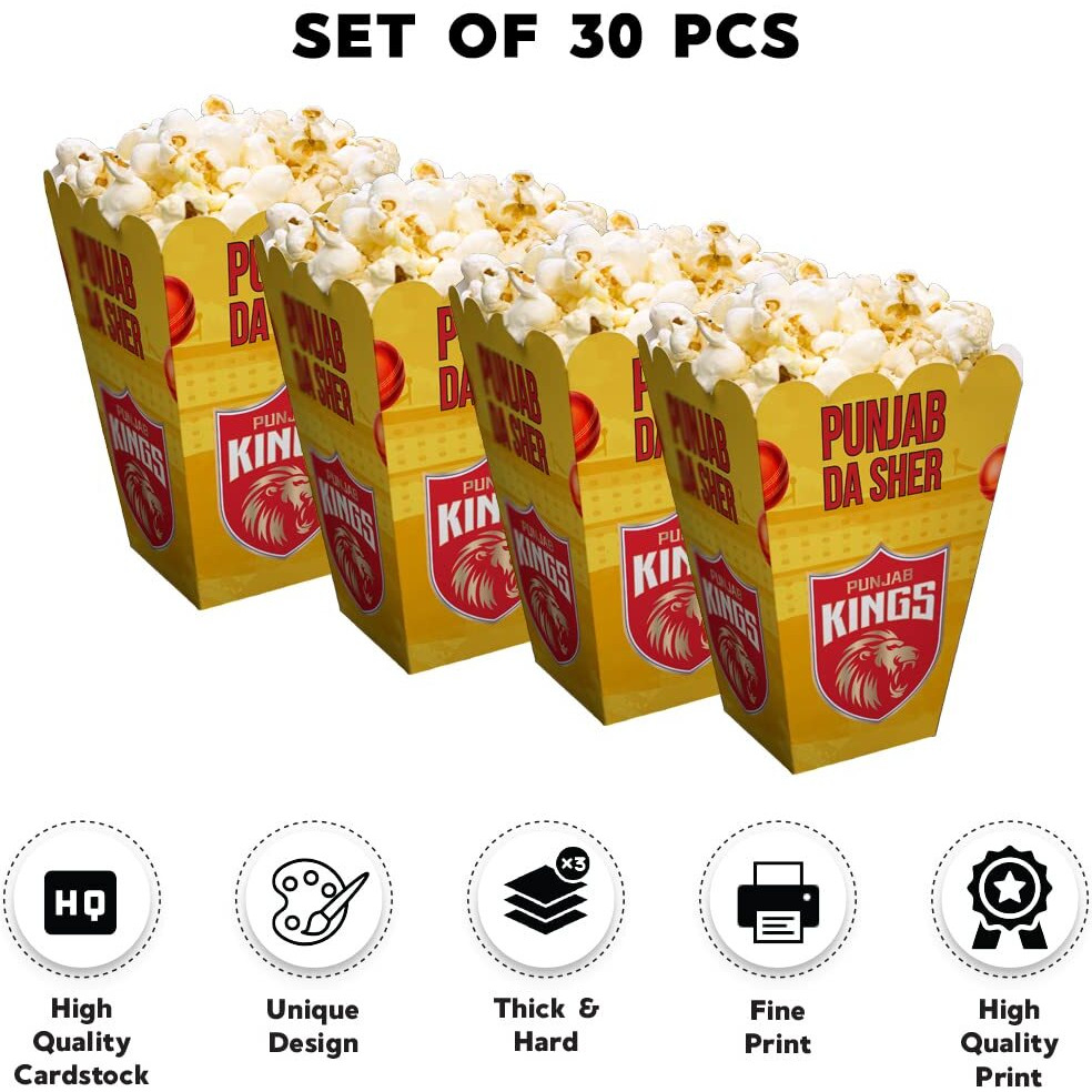 Festiko Team Pk Popcorn Boxes (Set Of 30 Pcs), Ipl Theme Popcorn Boxes, Cricket Party Props, Ipl Cricket Party Supplies