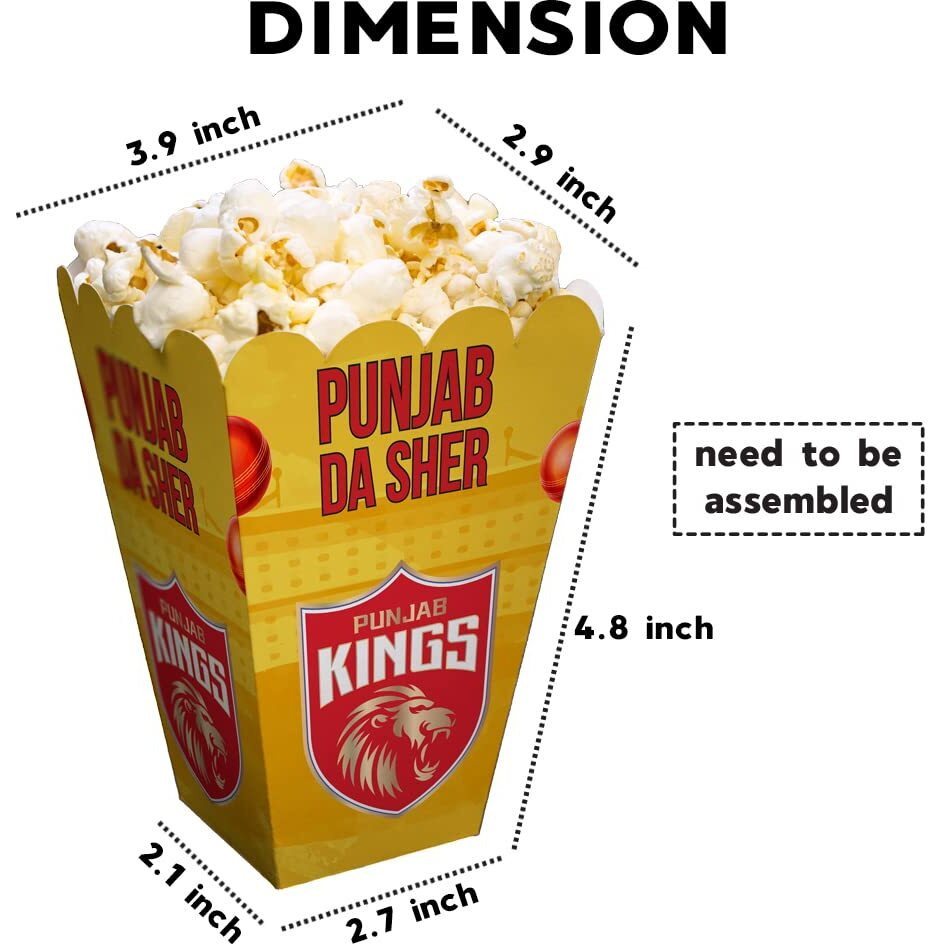 Festiko Team Pk Popcorn Boxes (Set Of 30 Pcs), Ipl Theme Popcorn Boxes, Cricket Party Props, Ipl Cricket Party Supplies