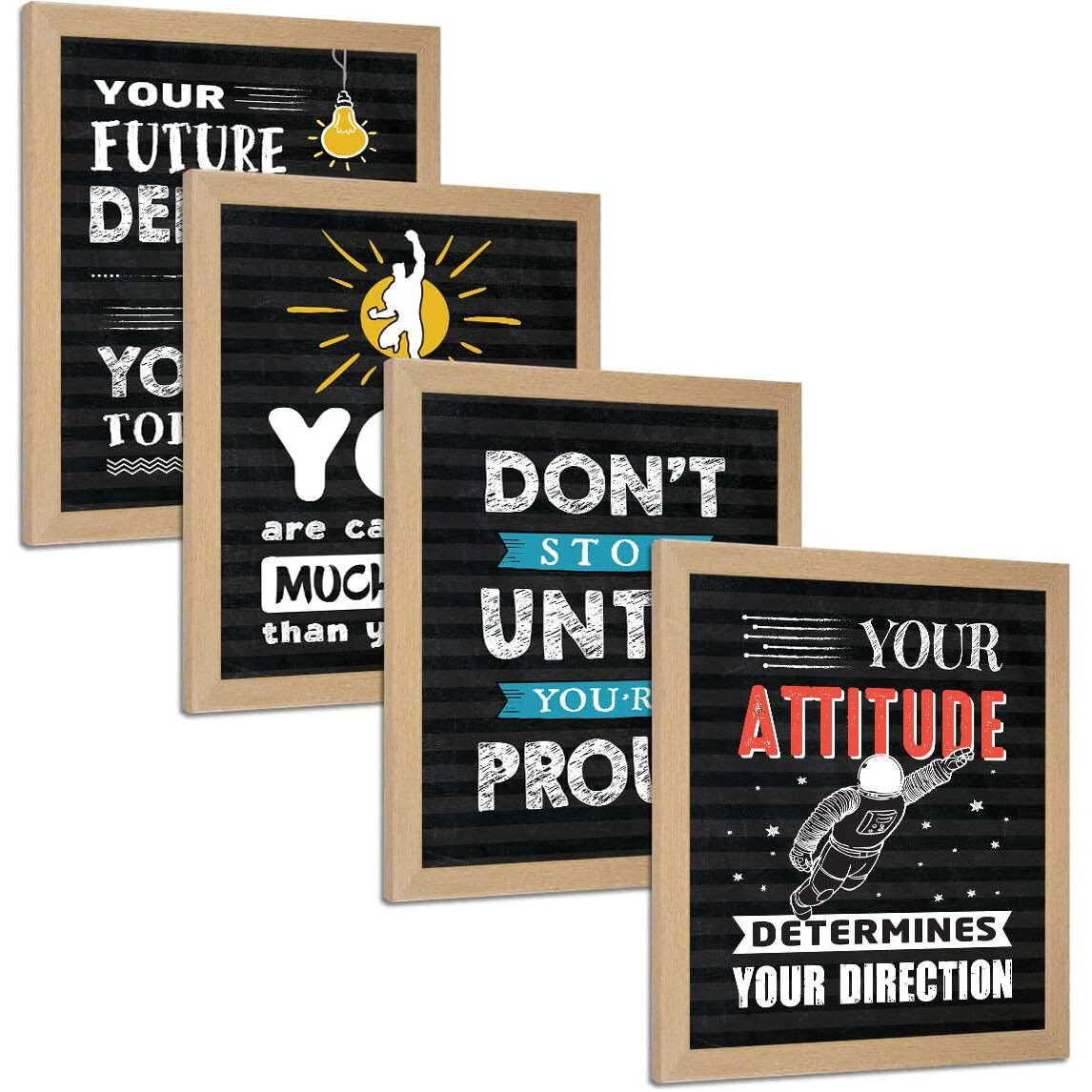 Chaka Chaundh - Motivational Quote Frames - Inspirational Wall Quotes For Office, Student, Study Room - (14 X 11 Inches - Set Of 4) (Vintage Inspirational Quotes - Set Of 4 - (14 X 11 Inches))