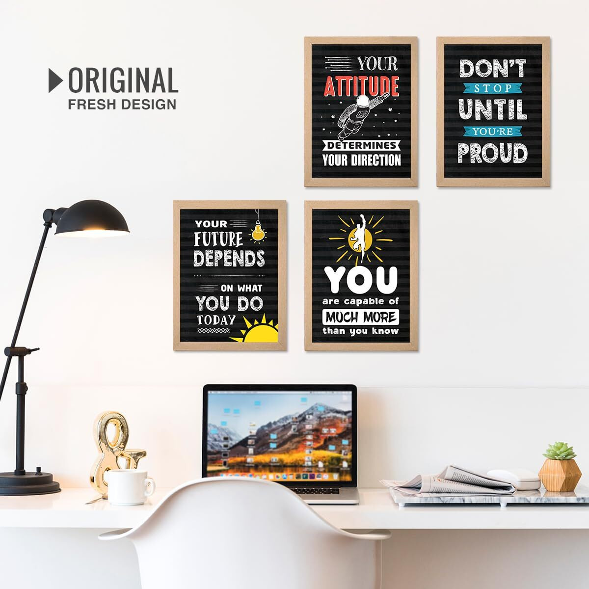 Chaka Chaundh - Motivational Quote Frames - Inspirational Wall Quotes For Office, Student, Study Room - (14 X 11 Inches - Set Of 4) (Vintage Inspirational Quotes - Set Of 4 - (14 X 11 Inches))