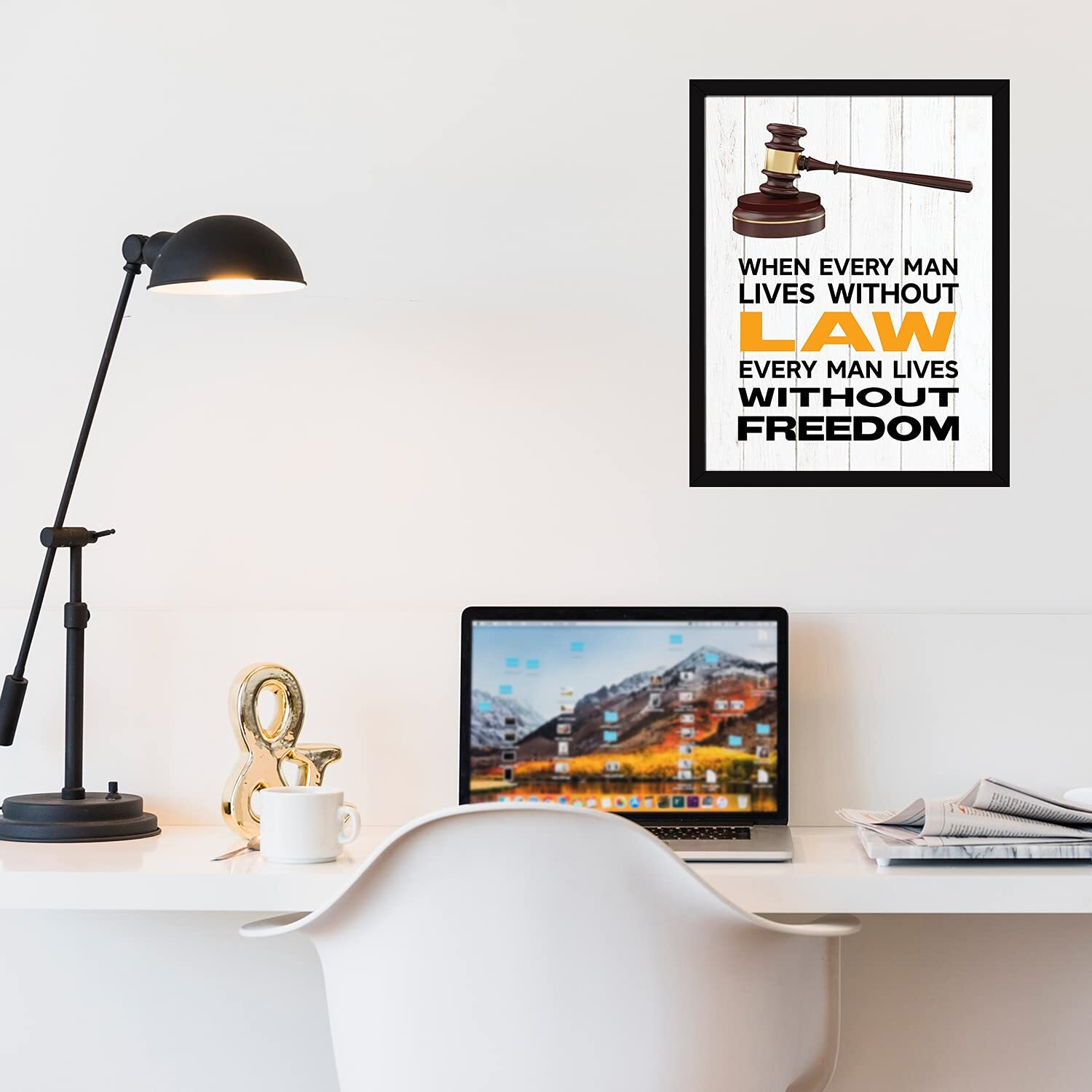 Chaka Chaundh - Lawyer Quotes Wall Poster - Law Quotes Frame Poster - Advocate Quotes Poster - Lawyer Legal Office Decoration Poster (13.5 X 10.5 Inches) (When Every Man Lives Without Law - White)