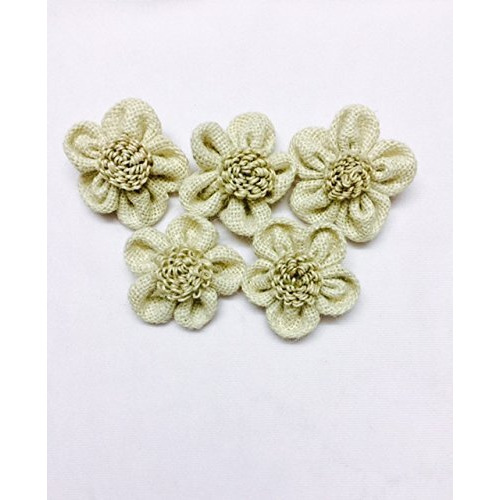 Eerafashionicing Jute Flowers Hessian Burlap Decor Event Dresses (White, 6X6 Cm)