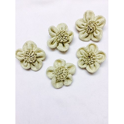 Eerafashionicing Jute Flowers Hessian Burlap Decor Event Dresses (White, 6X6 Cm)