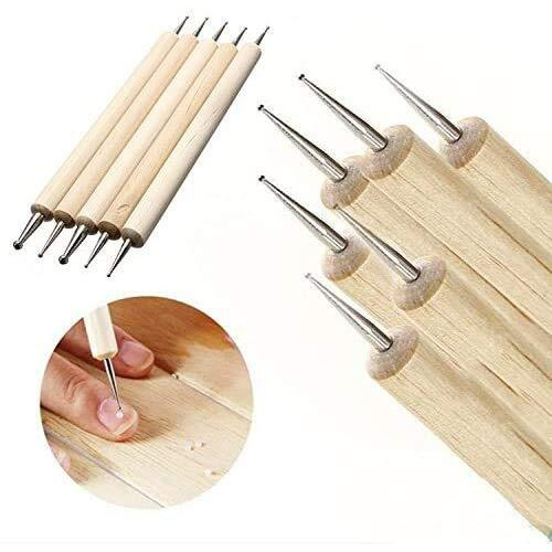 The Art Box Mandala 5 Pcs Wooden Ball Styluses Tool Set For Embossing Pattern Clay Sculpting, Nail Art