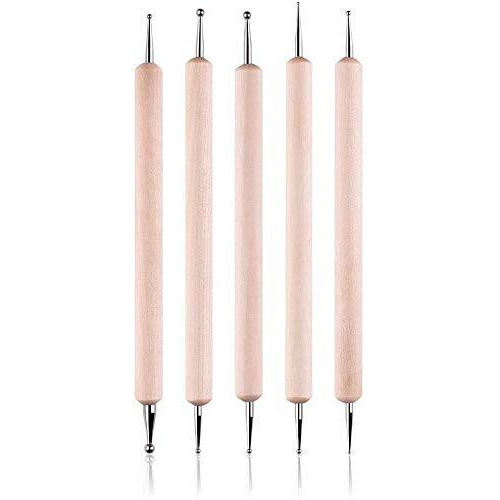 The Art Box Mandala 5 Pcs Wooden Ball Styluses Tool Set For Embossing Pattern Clay Sculpting, Nail Art
