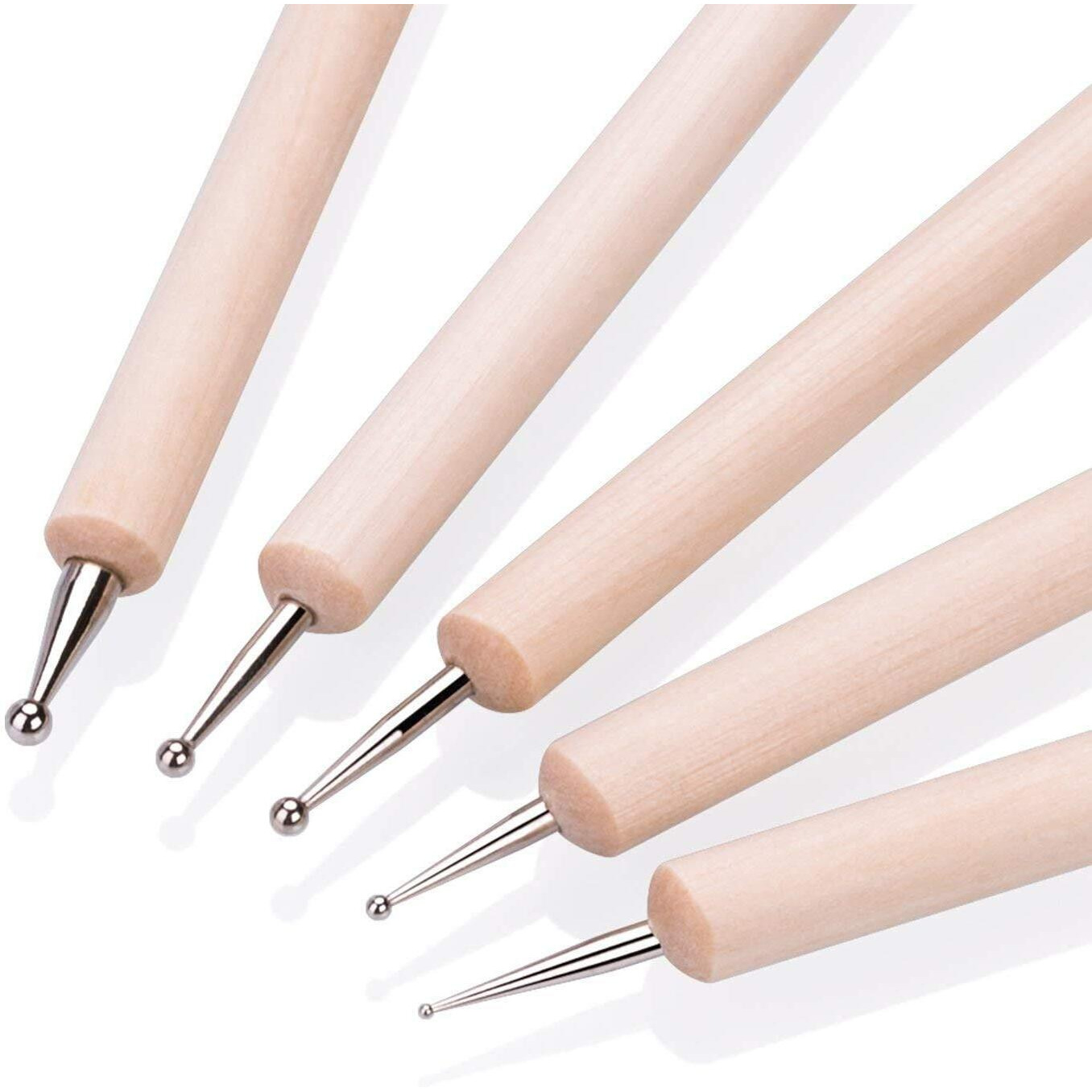 The Art Box Mandala 5 Pcs Wooden Ball Styluses Tool Set For Embossing Pattern Clay Sculpting, Nail Art