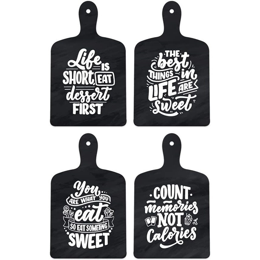 Artvibes Cooking Quotes Designer Wooden Wall Hanging For Home Decor | Gifts | Wall Decoration Items For Kitchen | Decorative Items For Home | Artworks Wall Hangings(Wh_5606N) Set Of 4
