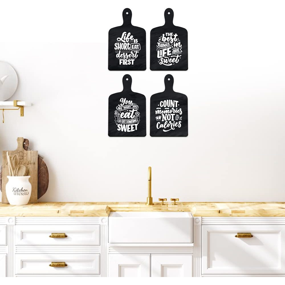 Artvibes Cooking Quotes Designer Wooden Wall Hanging For Home Decor | Gifts | Wall Decoration Items For Kitchen | Decorative Items For Home | Artworks Wall Hangings(Wh_5606N) Set Of 4