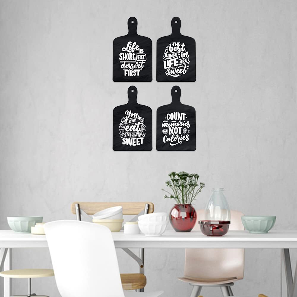Artvibes Cooking Quotes Designer Wooden Wall Hanging For Home Decor | Gifts | Wall Decoration Items For Kitchen | Decorative Items For Home | Artworks Wall Hangings(Wh_5606N) Set Of 4