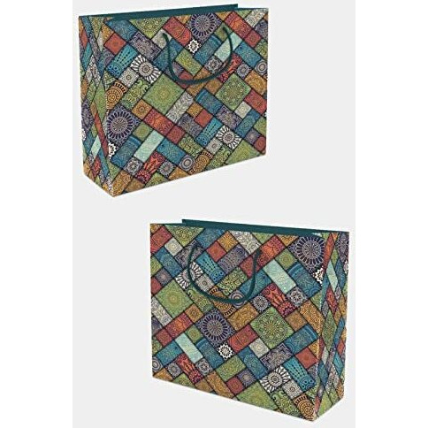 Acl Creations Puzzling Pattern Fashion Gift Party Favor Bag For Diwali,Birthday,Marriage,Christmas Gifting,Baby Showers & Shopping (Pack Of 10 Paper Bags)