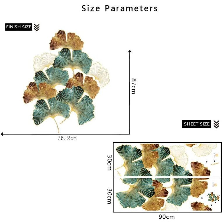 Indian Royals Green Ginkgo Leaf Flower Peel And Stick Self Adhesive Wall Sticker For Wall Decor And Home Decor (30Cm X 90Cm)