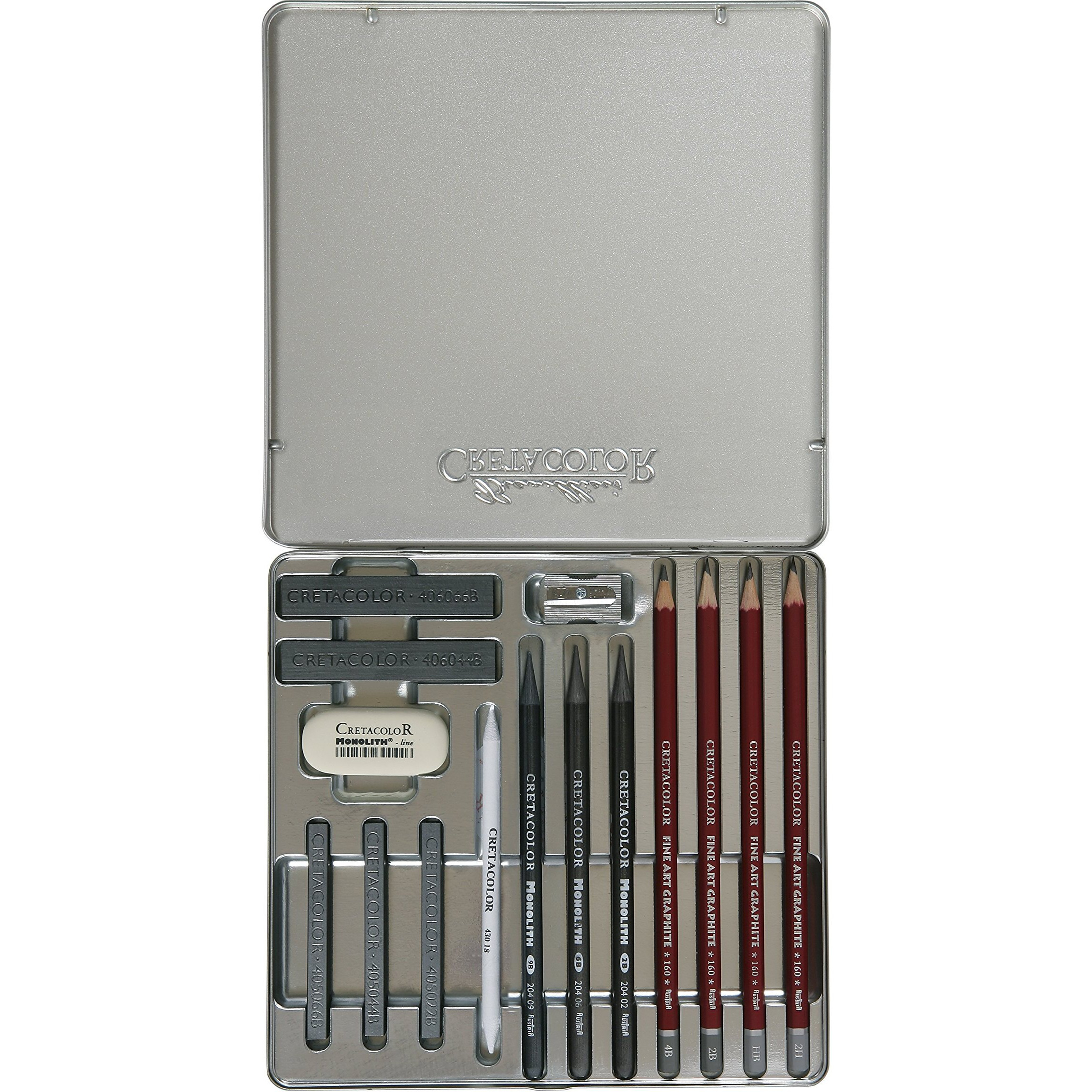 Cretacolor Silver Box Graphite Drawing Set Of 15 - Tin Box,Black,400 18