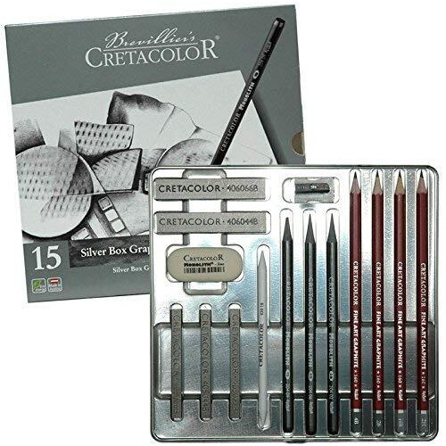 Cretacolor Silver Box Graphite Drawing Set Of 15 - Tin Box,Black,400 18
