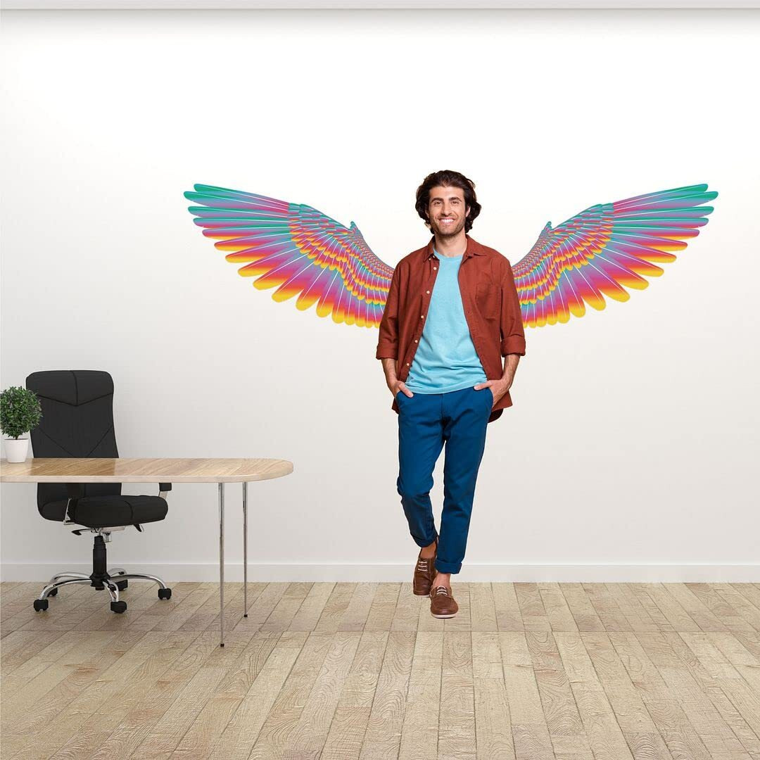 Cvanu Multi Colour Wings Wall Sticker For Wall Surface Decoration Size (14Inchx 48Inch) Cv5
