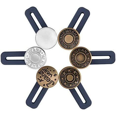 6 Pcs Flexible Adjustable Elastic Waist Extender Button Set, No-Sew Extend For Men Or Women Waistband, Jeans(1.4In) Random Style