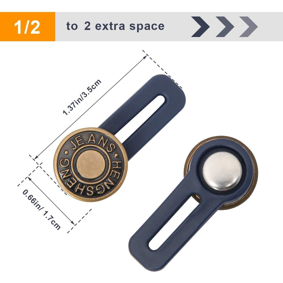 6 Pcs Flexible Adjustable Elastic Waist Extender Button Set, No-Sew Extend For Men Or Women Waistband, Jeans(1.4In) Random Style