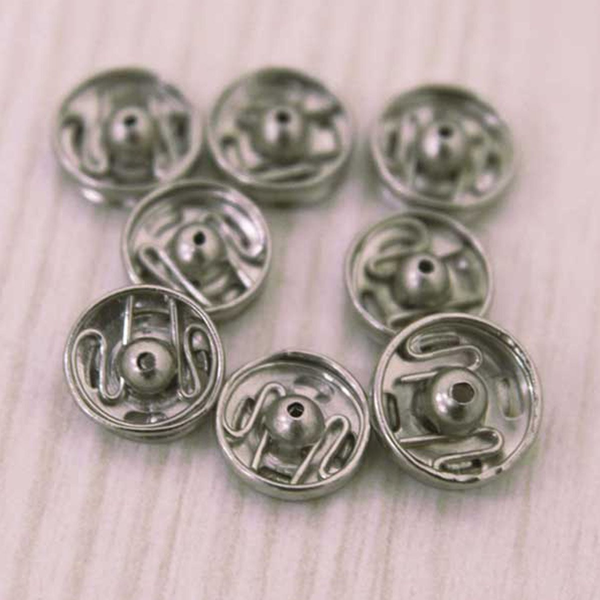Embroiderymaterial 7 Mm Silver Pony Tich Buttons (Fancy Buttons/Snap Buttons/Clip Buttons/Chit Buttons/Hook Buttons) For Clothes Craft,Dressmaking And Sewing Purpose (Size-0, 40 Pieces, 2 Cards)
