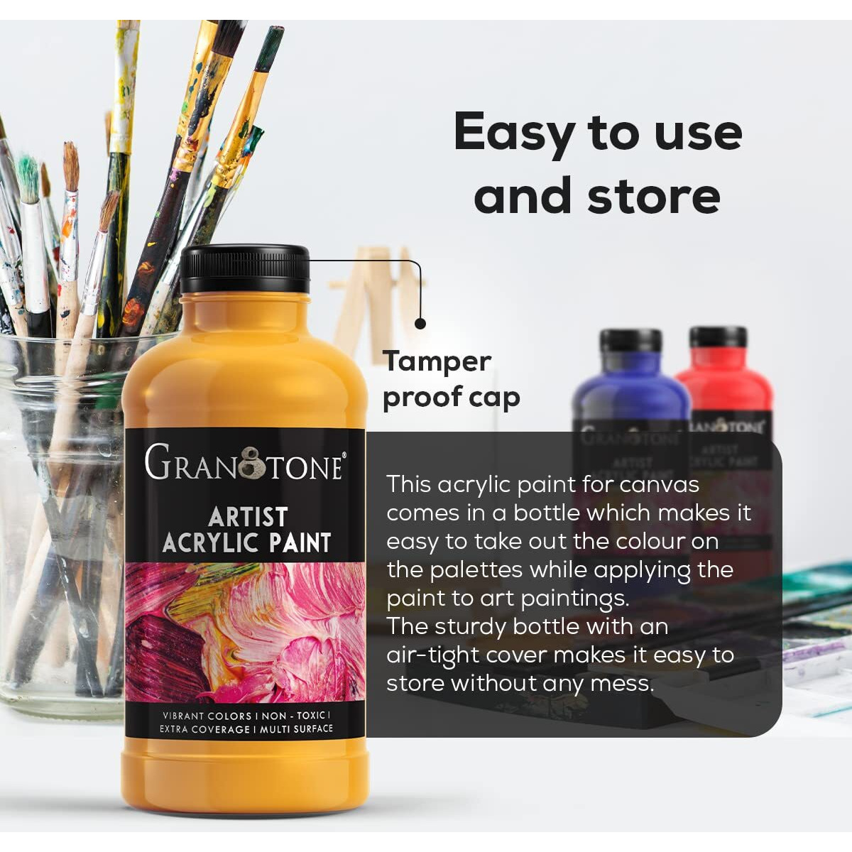 Granotone Acrylic Colour Art And Craft Paint, Diy Paint, Rich Pigment, Non-Craking Paint For Canvas, Wood, Leather, Earthenware, Metal 500 Ml (Green)