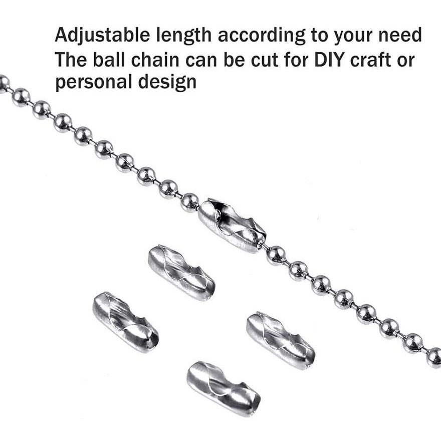 Diy Crafts 4 Meter 80 Connector, Bright Gold, Stainless Steel Ball Bead Chain 2.4 Mm Adjustable Pull Chain Bead, Beaded Roller Chain With Mat (4 Meter 80 Connector, Bright Gold)