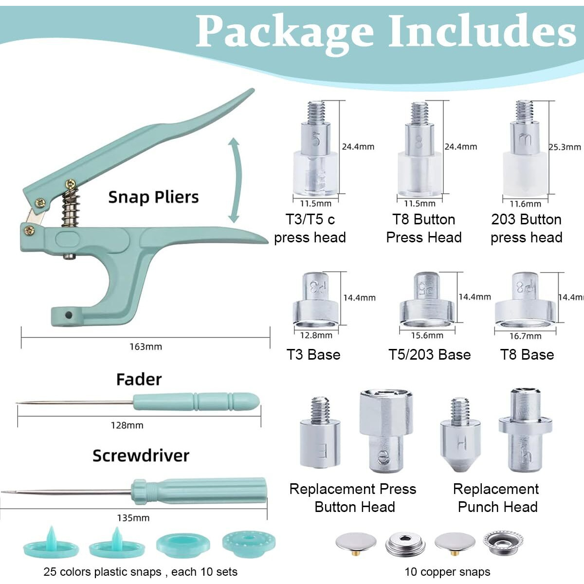 Hasthip Snap Buttons With Snap Pliers Set, Sewing Snap Button Machine Fastener And 300 Sets Plastic & Metal Snap Buttons Kit For Repairing, Sewing And Diy Crafting
