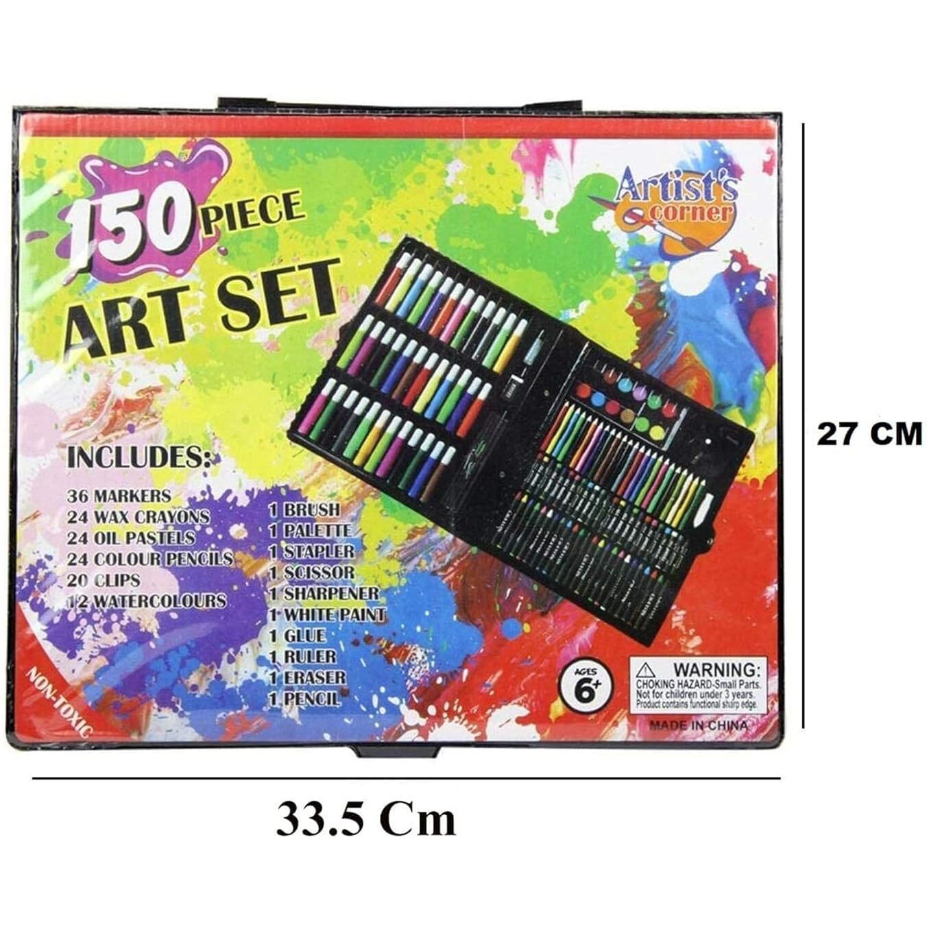 Masterstor Children Deluxe Art Drawing Crayon Colour Set - Creative Fun Kit For Kids  Painting And Colouring Set For Kids With Oil Pastels, Watercolours, Crayons, Markers (150Pcs- Black)