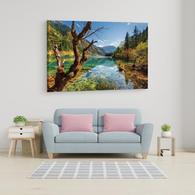 Truecanvas Arrow Bamboo Lake Fall, Wooden Framed Canvas Paintings For Home Decor | Bedroom, Living Room,Wall Decoration | Wall Art Painting, Ct0915, Size 16 X 24 In