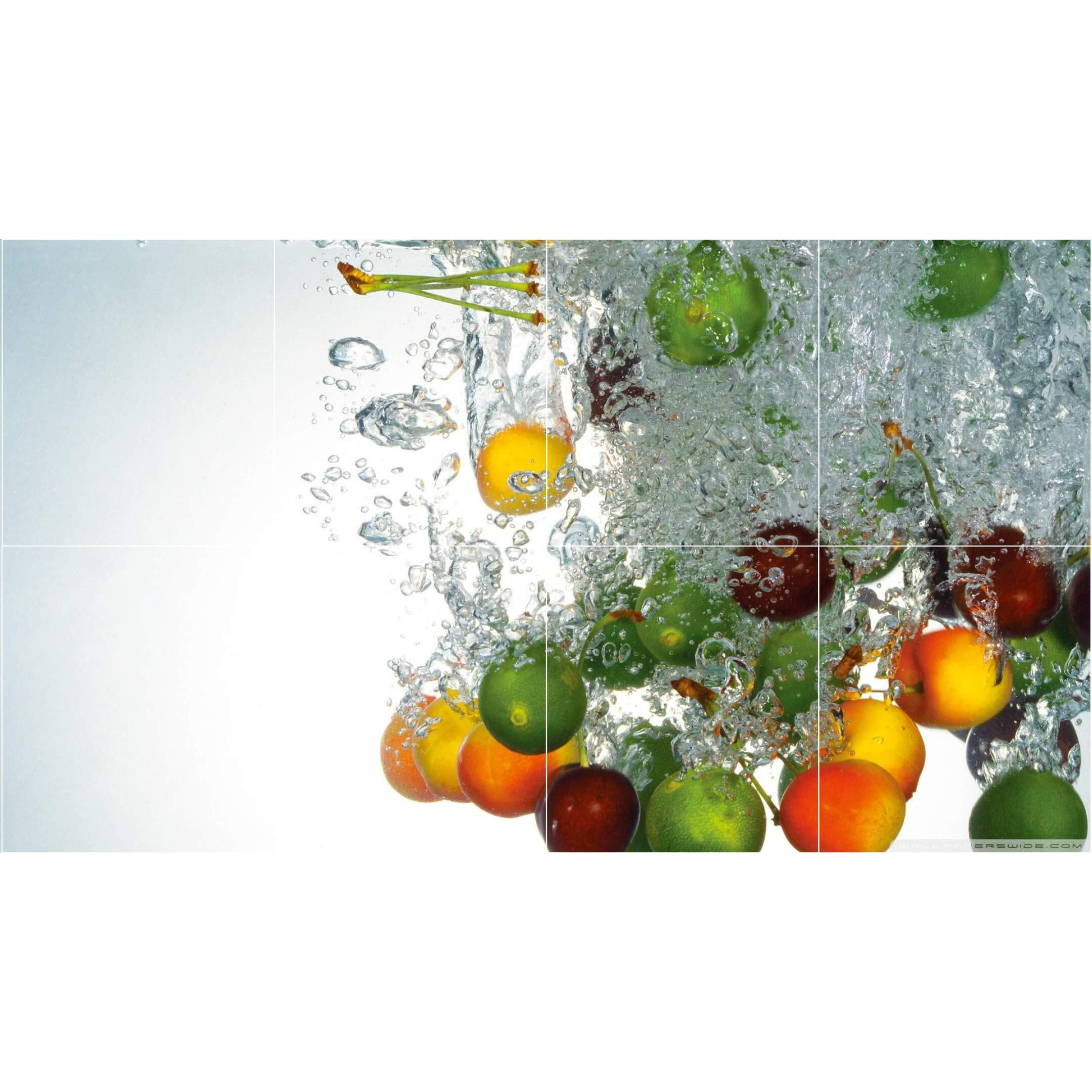 Sticker Yard Waterproof Kitchen Veg And Fresh Water Fruits Vinyl Wall Sticker (Multicolour, 60 X 46Cm)