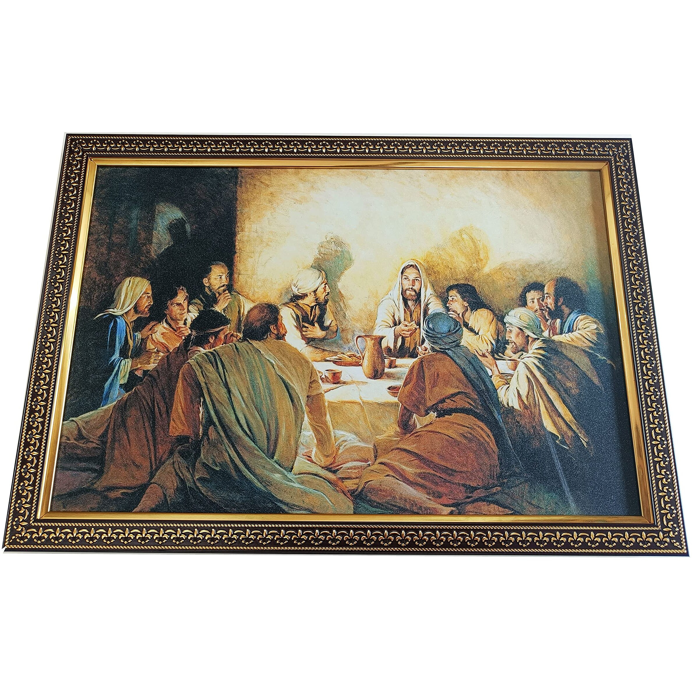 Elegance Last Supper Jesus Christ Painting Picture Photo Frame Christian Art Frame Outer Size- 19.5 Length X 13.5 Height Inch