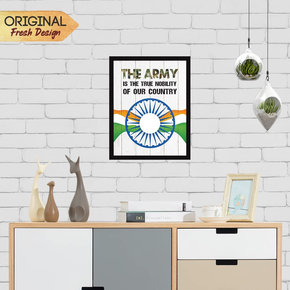 Chaka Chaundh - Army Quotes Wall Frames - Army Quotes Posters - Indian Army Quotes - (13.6 X 10.6 Inches) (The Army Is The True - White)