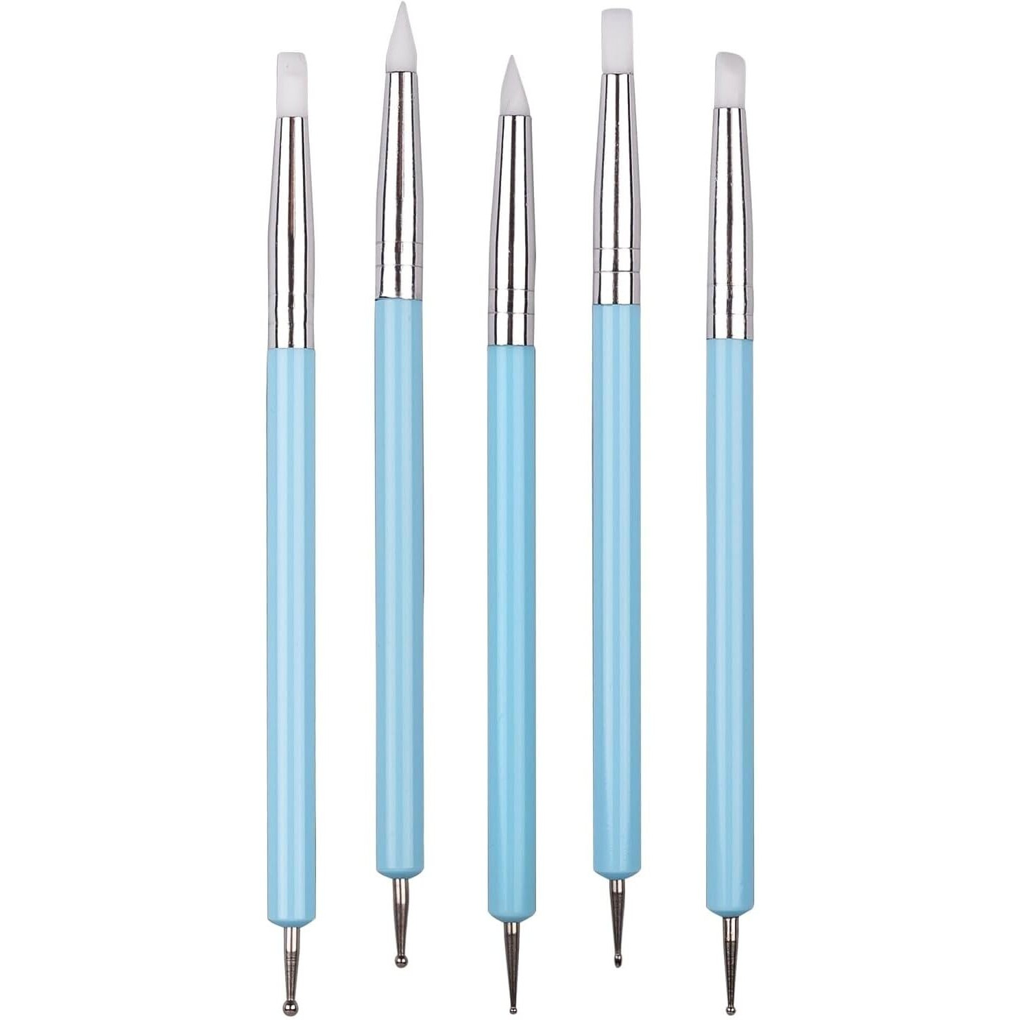 Amazon Brand - Umi 5Pcs/Set 2 Way Pottery Clay Ball Styluses Tools Polymer Clay Sculpture Tool Nail Art Carving Tools Silicone Shapers Dotting Tool
