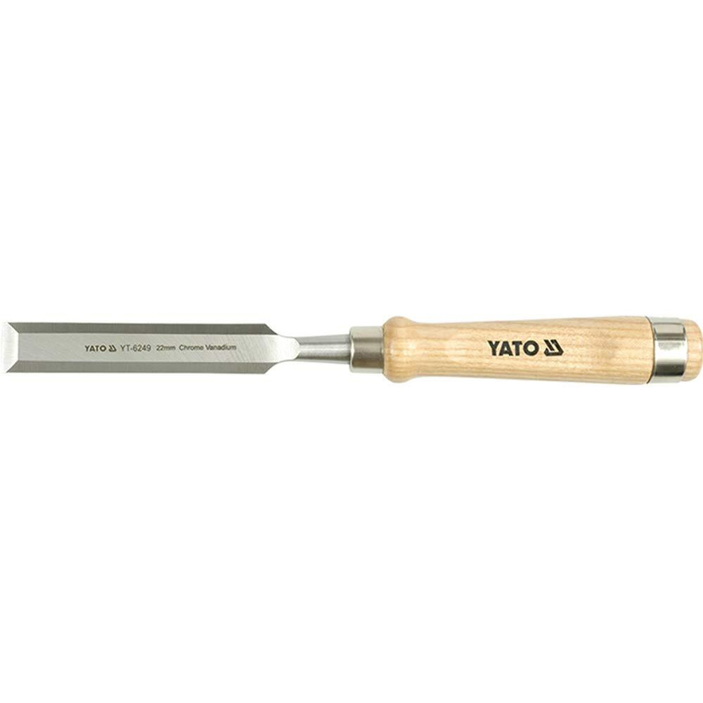 Yato 8Mm Crv60 Flat Edge Chisel With Wooden Handle | 58-50 Hrc | Metal Clamp | Cutting | Punching