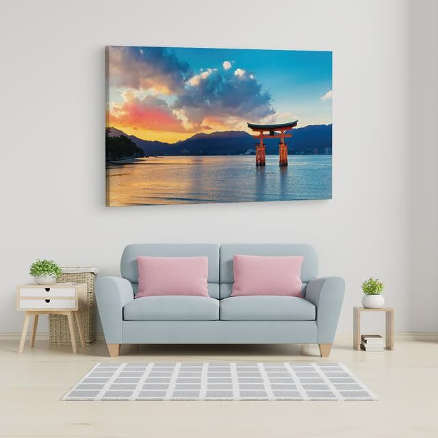 Truecanvas Itsukushima Jinja Otorii, Wooden Framed Canvas Paintings For Home Decor | Bedroom, Living Room,Wall Decoration | Wall Art Painting, Ct0943, Size 16 X 24 In