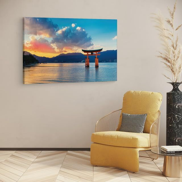 Truecanvas Itsukushima Jinja Otorii, Wooden Framed Canvas Paintings For Home Decor | Bedroom, Living Room,Wall Decoration | Wall Art Painting, Ct0943, Size 16 X 24 In
