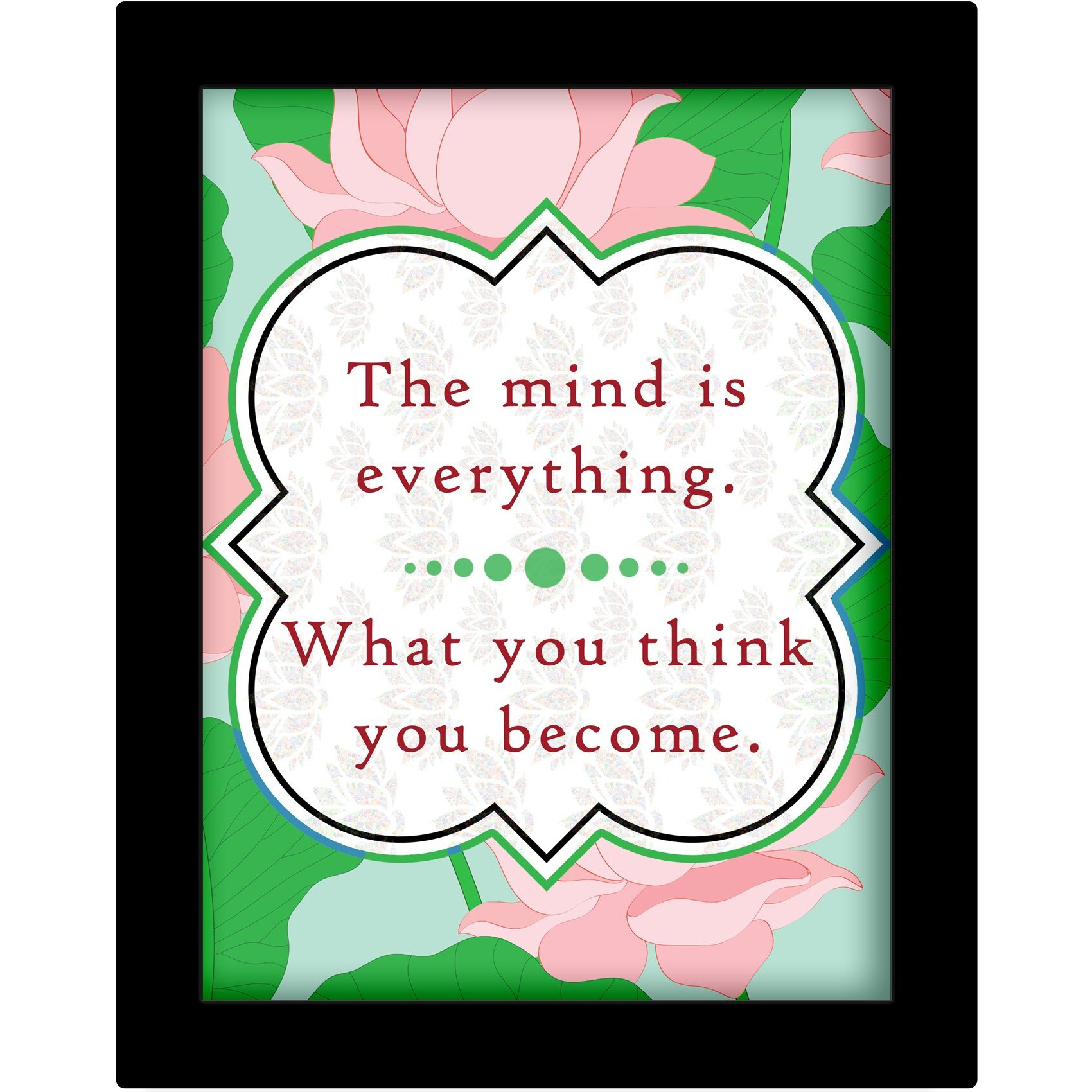 Tied Ribbons The Mind Is Everything, You Become What You Think Inspiring Poster For Room With Frame(13.6 Inch X 10.2 Inch,Multicolor, Engineered Wood)