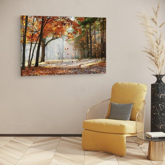Truecanvas Falling Autumn Leaves, Wooden Framed Canvas Paintings For Home Decor | Bedroom, Living Room,Wall Decoration | Wall Art Painting, Ct0812, Size 16 X 24 In