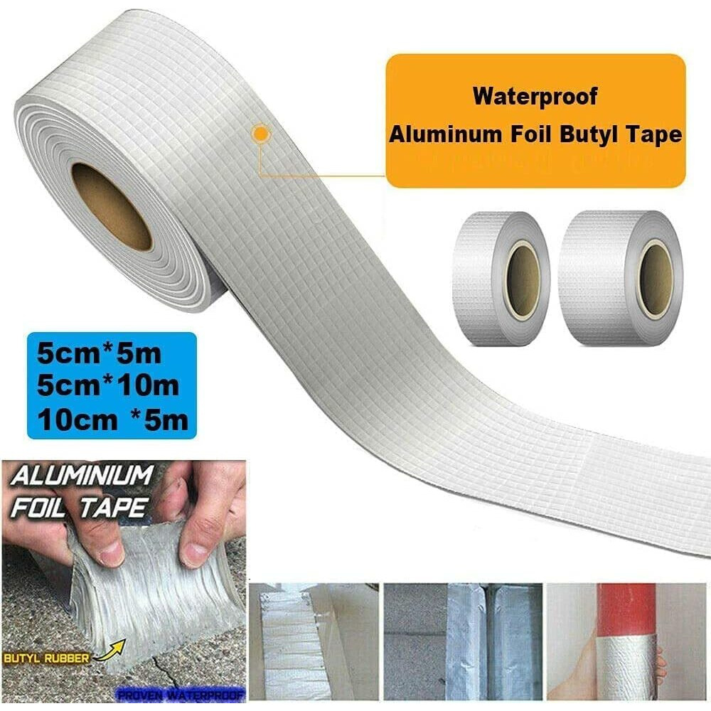 Cutepiece Aluminium Foil Super Waterproof Tape Strong Adhesive Waterproof Sealant Tape Instantly Stops Leakage Repair Waterproof Tape (Butyl Tape)