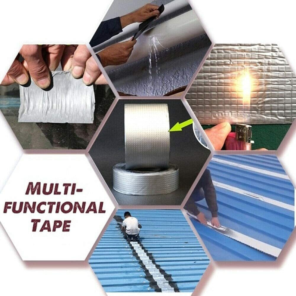 Cutepiece Aluminium Foil Super Waterproof Tape Strong Adhesive Waterproof Sealant Tape Instantly Stops Leakage Repair Waterproof Tape (Butyl Tape)