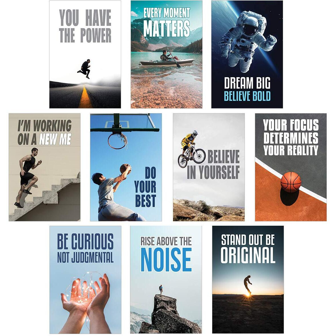 Chaka Chaundh Motivational Typography Wall Posters For Room - Set Of 10 (Multicolour, 18 Inches X 12 Inches)