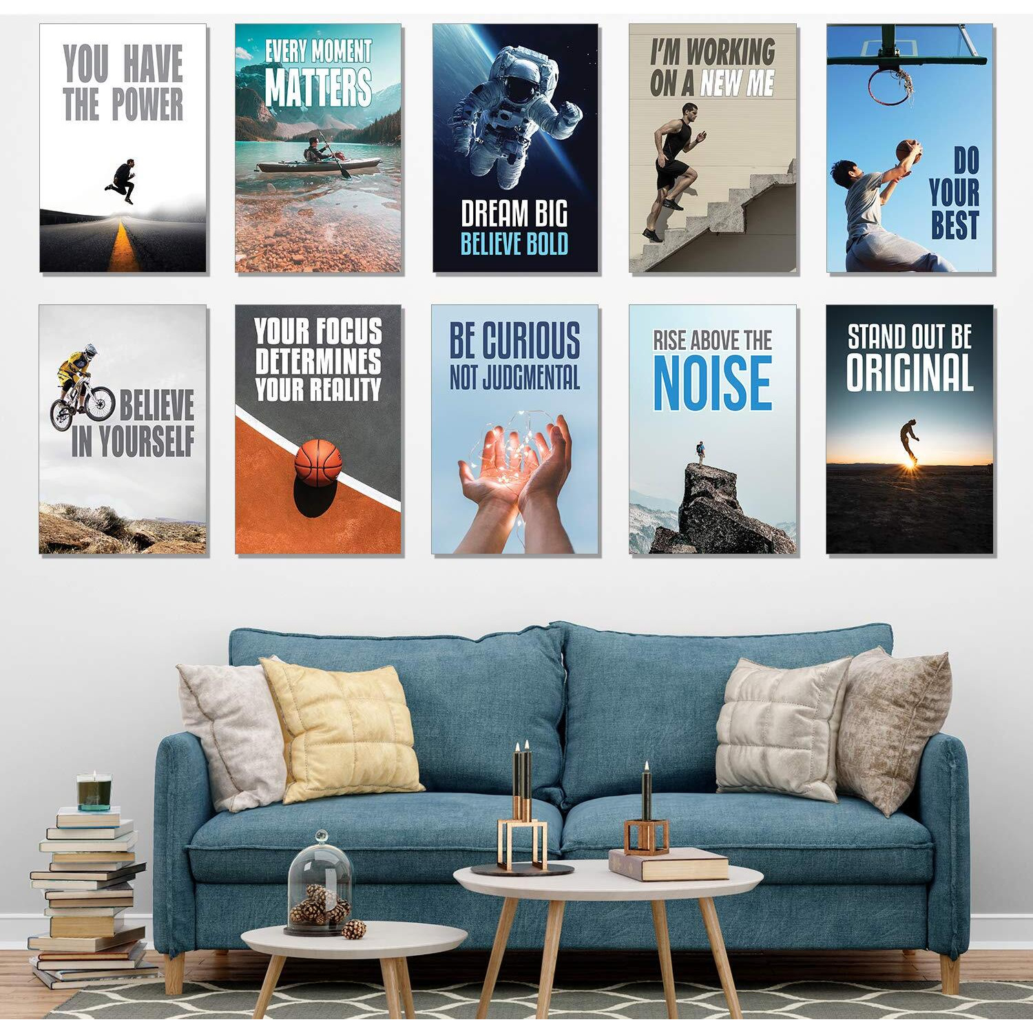 Chaka Chaundh Motivational Typography Wall Posters For Room - Set Of 10 (Multicolour, 18 Inches X 12 Inches)
