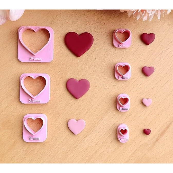 Dhanishtha Valentines Day Polymer Clay And Fondant Cutters | Clay Tools | Cutters Set | Jewellery Earing Making | Color May Vary | (Heart Cutters)