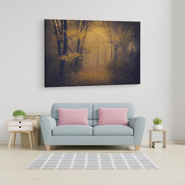 Truecanvas Dark Autumn Forest Wall Mural Brown, Wooden Framed Canvas Paintings For Home Decor | Bedroom, Living Room,Wall Decoration | Wall Art Painting, Ct0826, Size 16 X 24 In