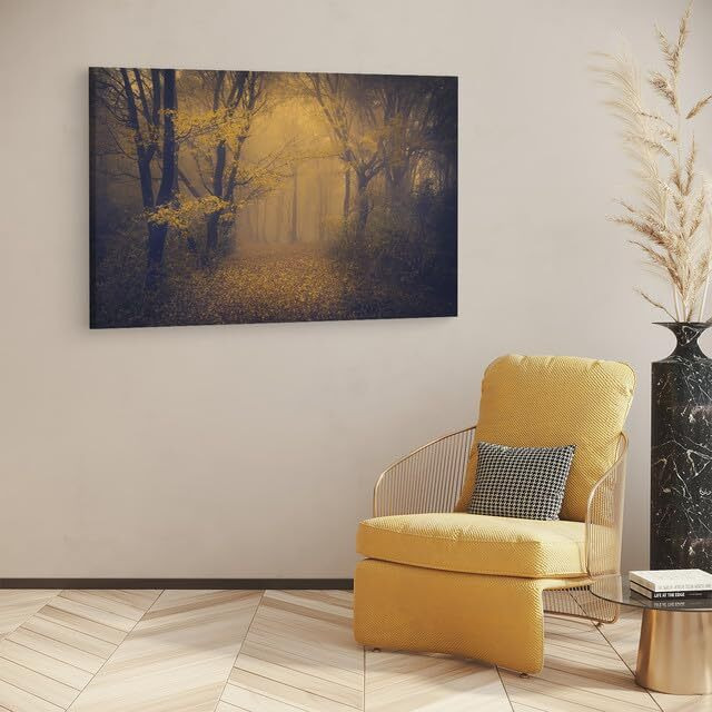 Truecanvas Dark Autumn Forest Wall Mural Brown, Wooden Framed Canvas Paintings For Home Decor | Bedroom, Living Room,Wall Decoration | Wall Art Painting, Ct0826, Size 16 X 24 In