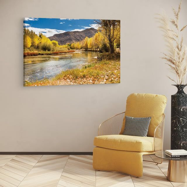 Truecanvas Autumn View With Mountains, Wooden Framed Canvas Paintings For Home Decor | Bedroom, Living Room,Wall Decoration | Wall Art Painting, Ct0834, Size 16 X 24 In