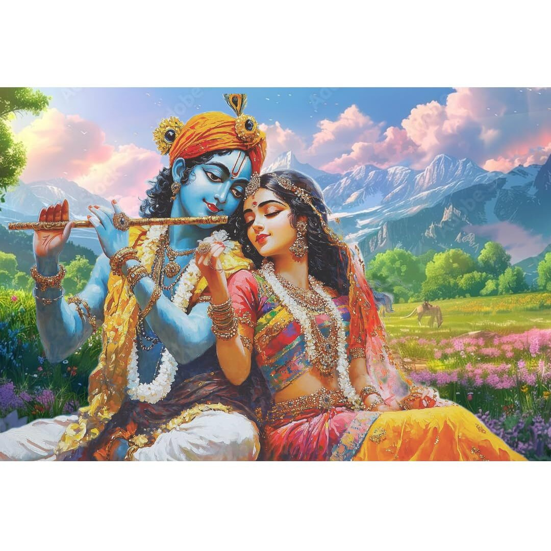 Eurotex Canvas Radha Krishna Wall Painting For Living Room, Bedroom, Hotels, Office - Big Size Elegant Wall Art For Home Decoration, Perfect Wall Decor (Size -24X36, Unframed)